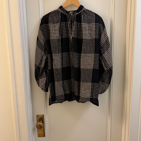TWO NewYork Sheer Plaid Bohemian top - Picture 1 of 6